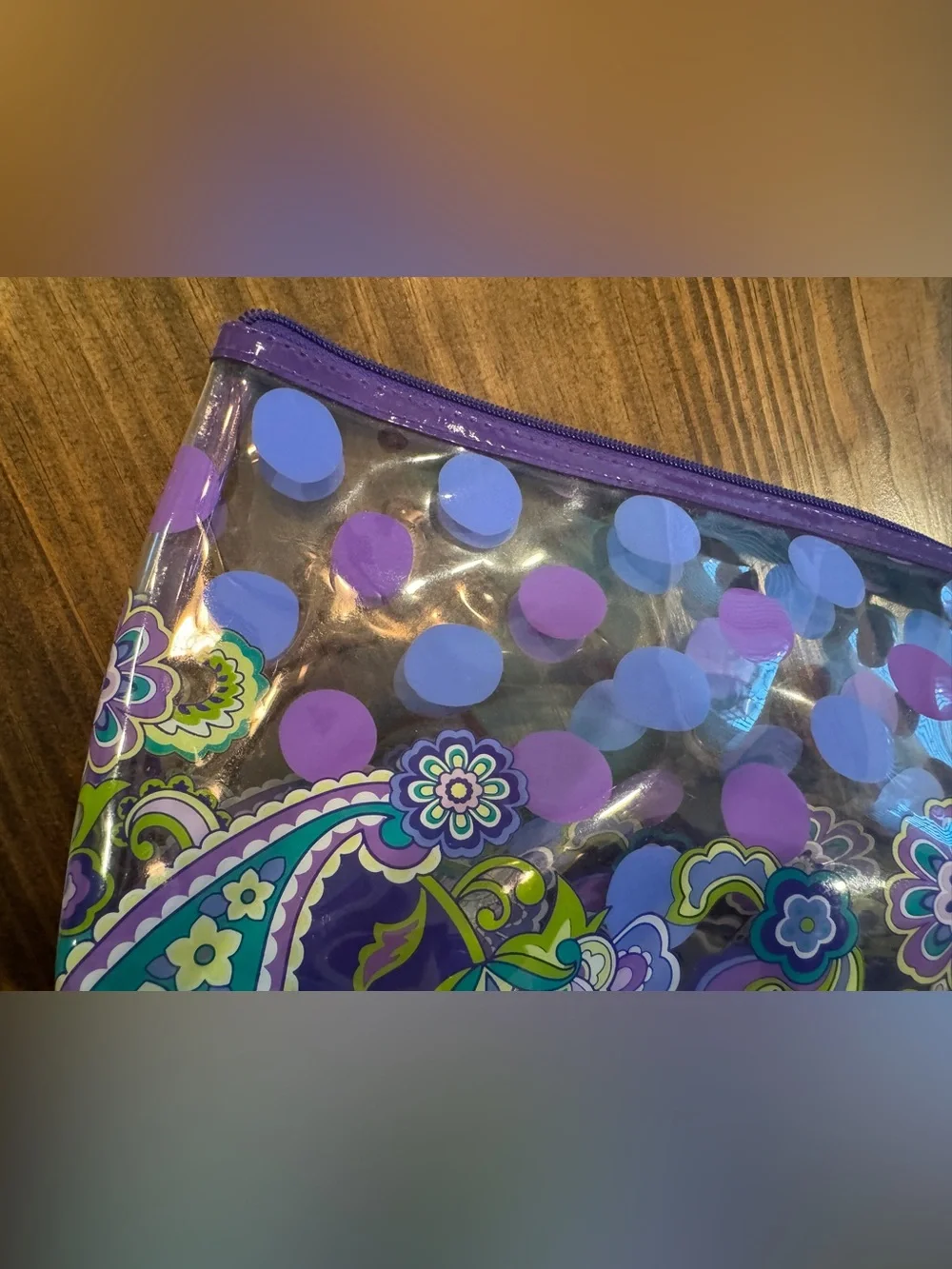 Vera Bradley Purple Multicolor Paisley Clear Cosmetic Bag
